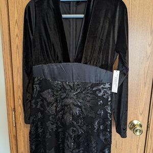 VENUS Black Velvet and Sequin Cocktail Dress